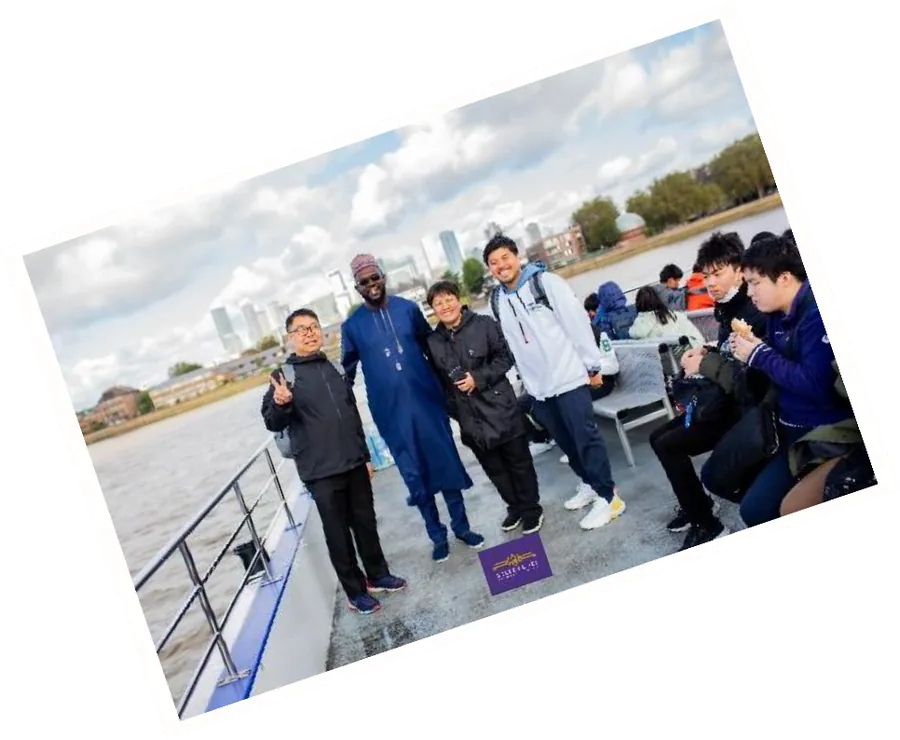 Delegates on deck during the London river tour